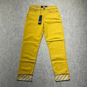 KARL LAGERFELD Colored Girlfriend Denim Jeans Size 26 Yellow‎ Cuffed Women's NWT